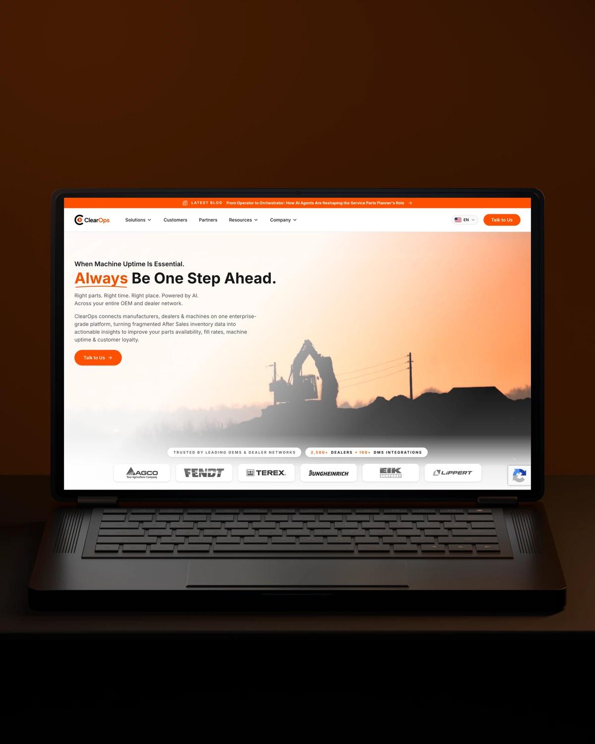 ClearOps website presented on a laptop