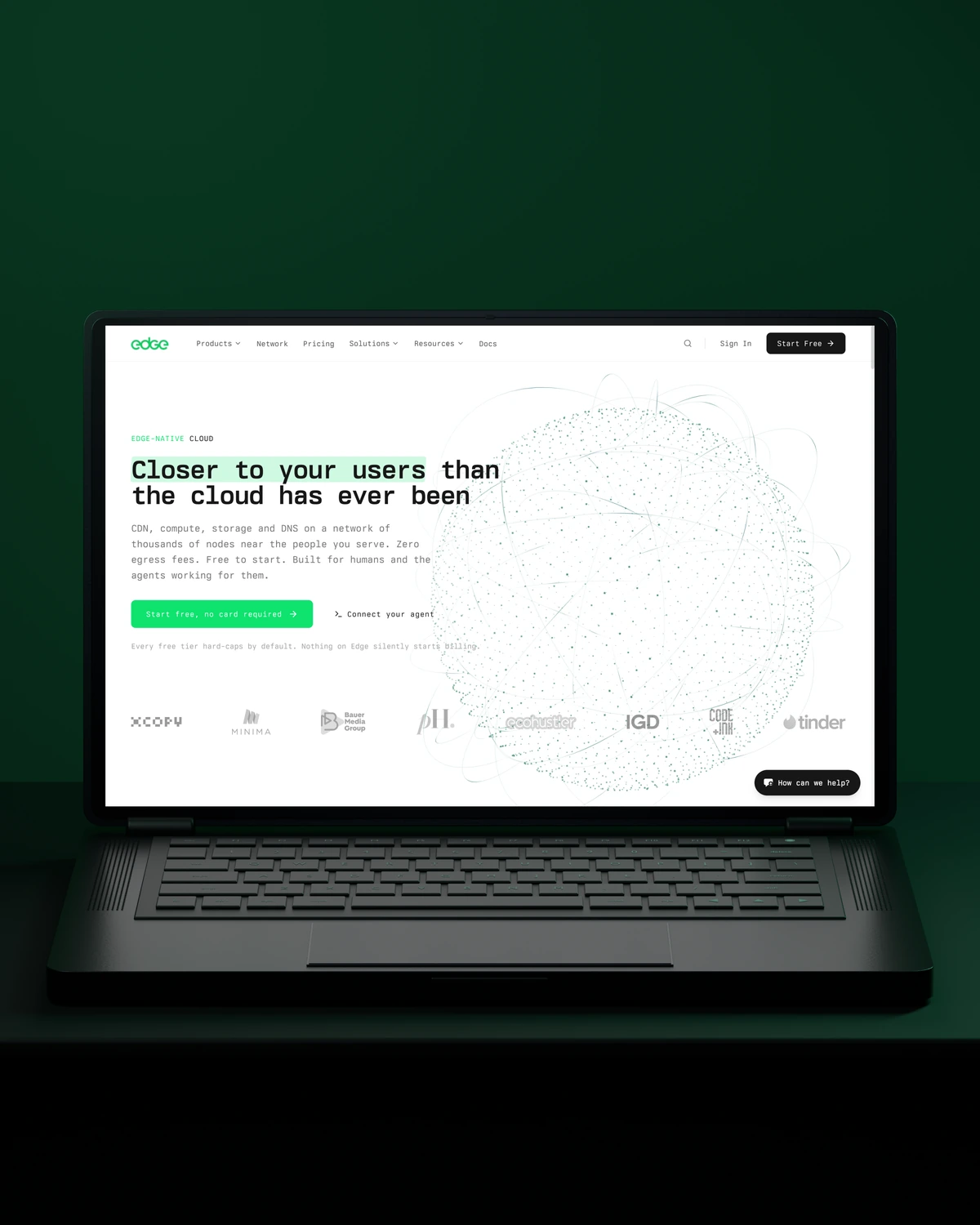Edge Network website presented on a laptop