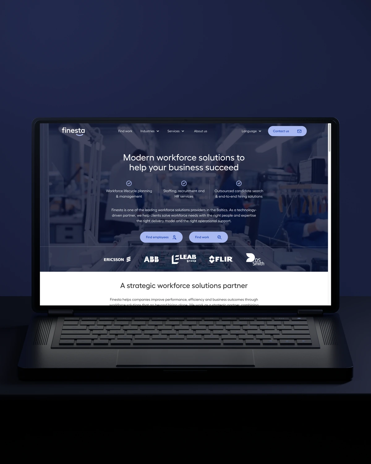 Finesta website presented on a laptop