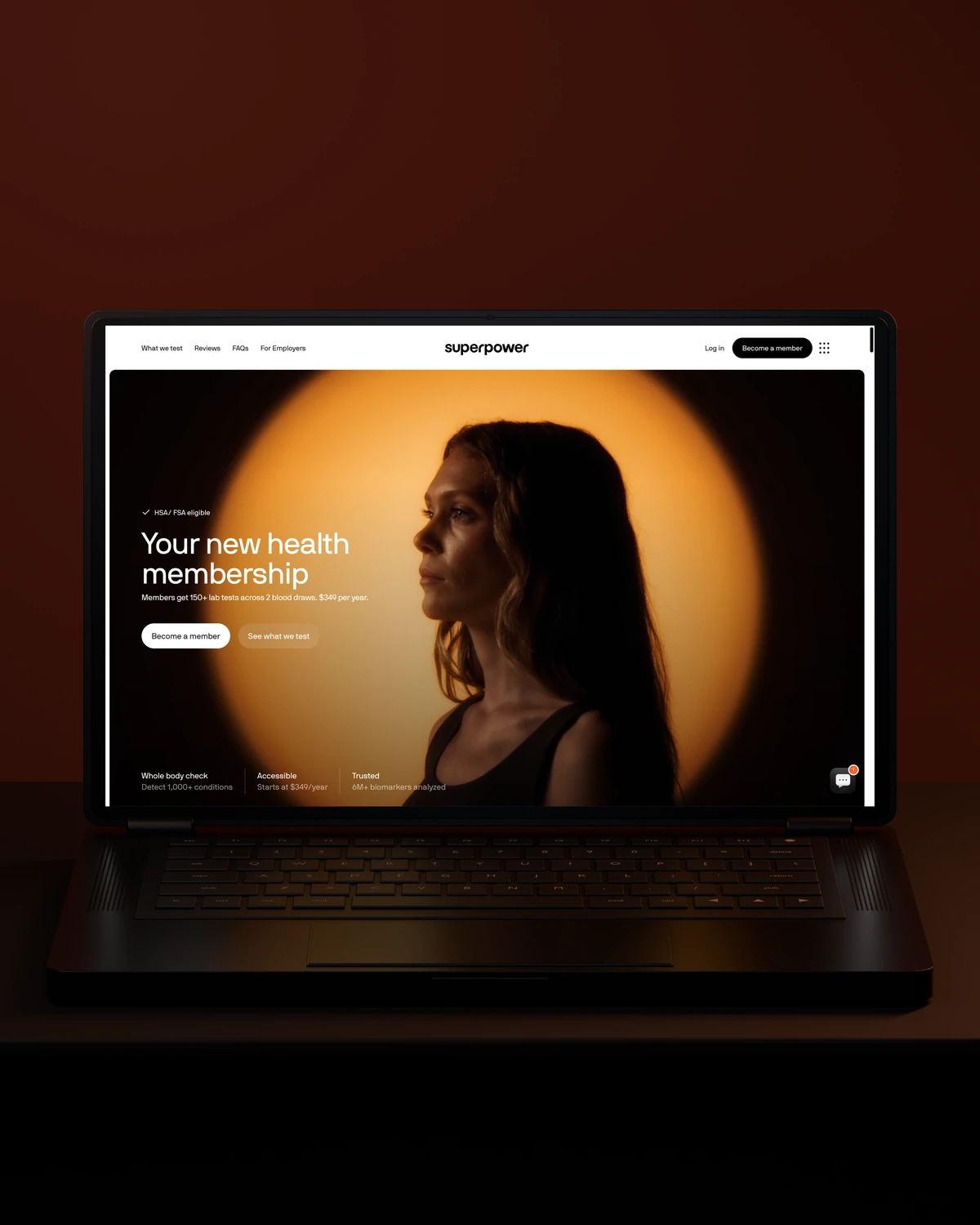 Superpower website presented on a laptop